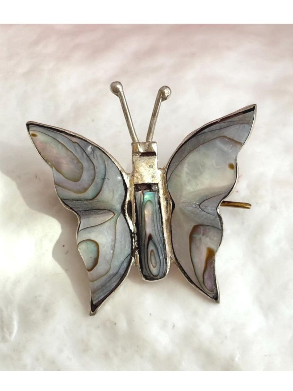 Butterfly Figural Abalone Mexican 925 Sterling Silver Navajo Vintage Brooch